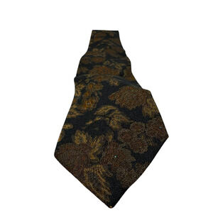 Kenzo Floral Jacquard Black Gold Silk Tie